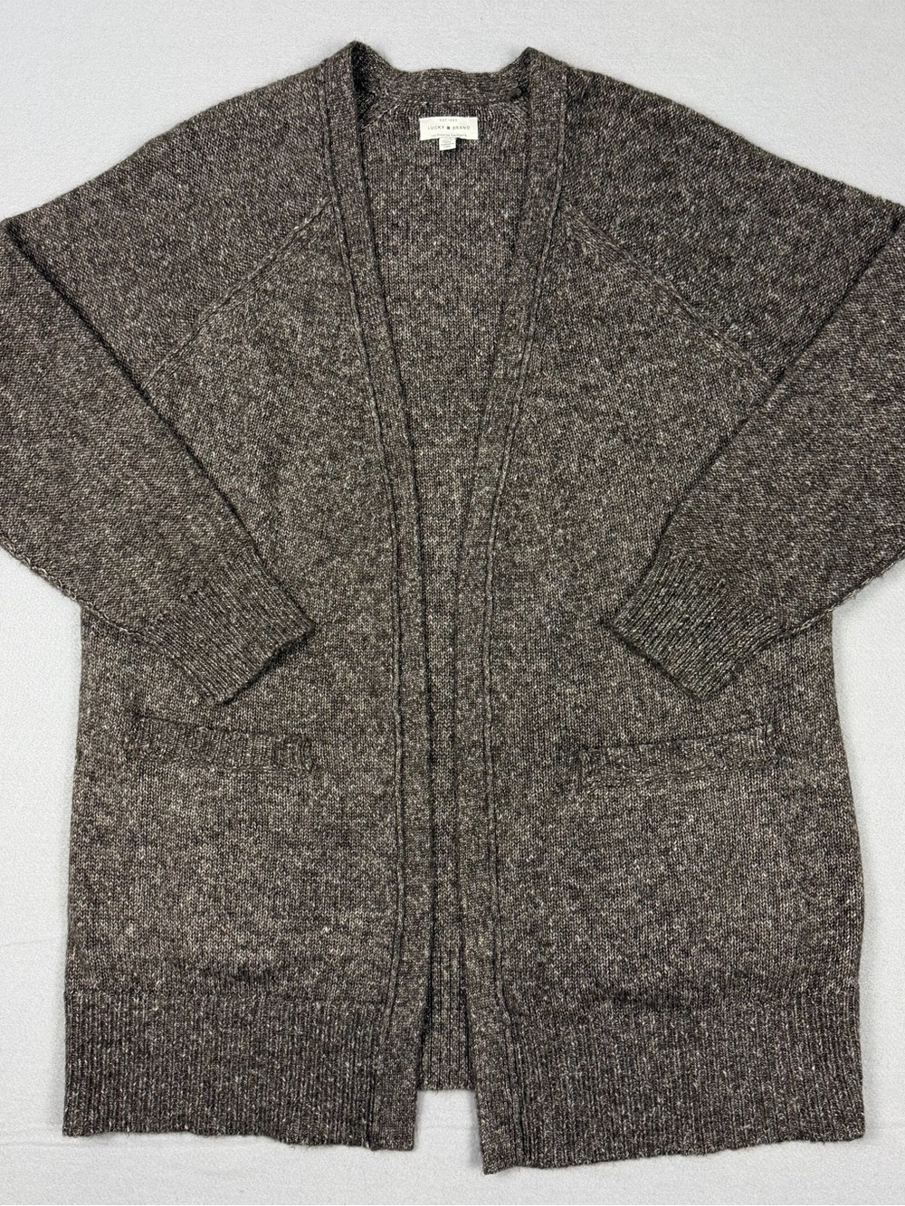 Lucky Brand Women's Large Wool Blend‎ Cardigan Knit Boho Sweater W Front Pockets